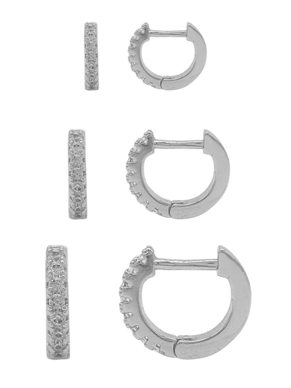 Adornia Silver Huggie Hoop Earrings Pack